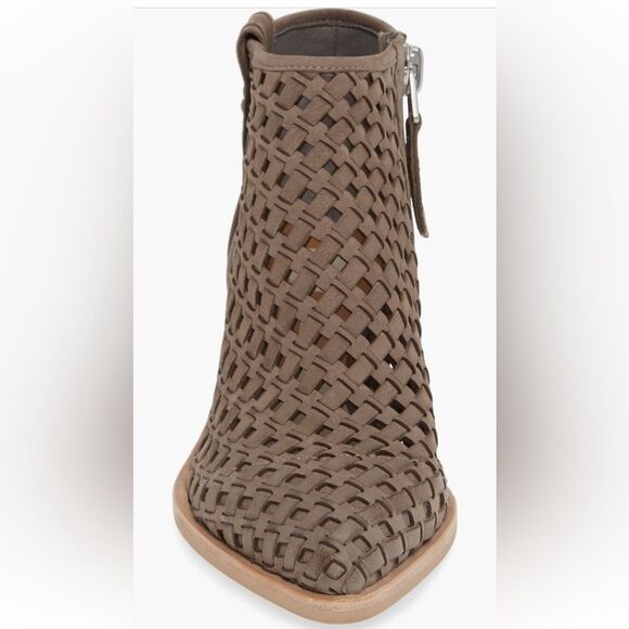 Dolce Vita Spence Nubuck Leather Woven Western Ankle Bootie, Taupe, Sz. 6 - Picture 3 of 8